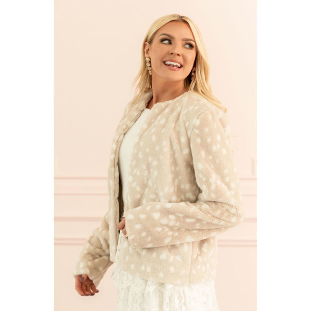 Rachel Parcell Print Faux Fur Animal Print Jacket